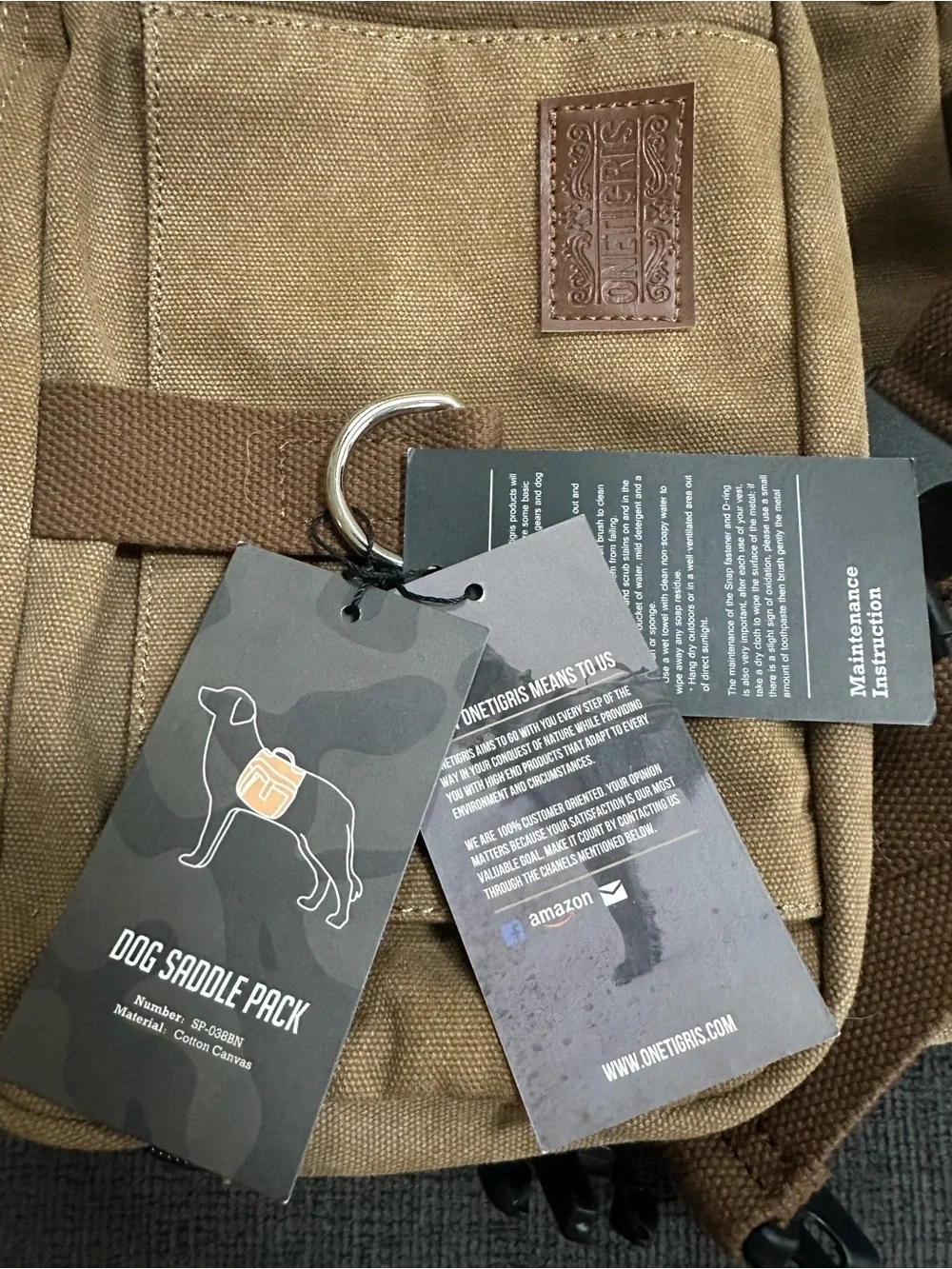 Canvas Dog Saddle Pack - Tan NWT